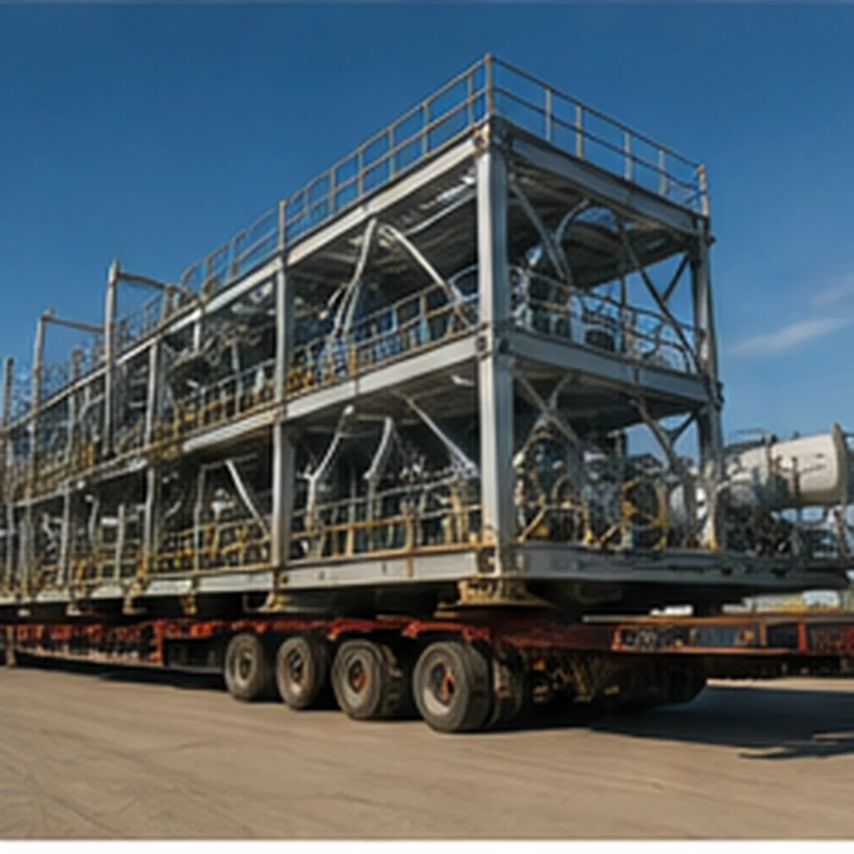 Módulo industrial prefabricado por SILCA, listo para transporte a obra